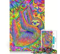 Puzzle difficile con bradipo psichedelico per adulti, 1000 pezzi, gioco di logica semplice e divertente, taglio di precisione, regalo di Natale (38x52cm)