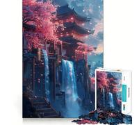Puzzle difficile con cascata di ciliegi in fiore per adulti, 1000 pezzi, stimola la memoria, favorisce la calma, taglio liscio, classico, regalo (50x75cm)