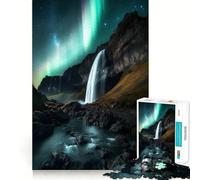 Puzzle difficile con cascata e aurore boreali per adulti, 1000 pezzi, stimola la memoria, gioco rilassante, taglio di alta qualità, regalo perfetto (38x26cm)