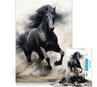 Puzzle difficile con cavallo nero in corsa per adulti, 1000 pezzi, gioco di logica e abilità, per tutta la famiglia, con intagli precisi, oggetto da collezione (38x52cm)