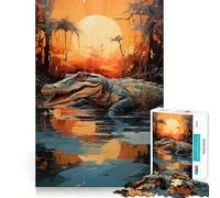 Puzzle difficile con coccodrillo del Nilo per adulti, 1000 pezzi, memory foam, facile da assemblare, immagine rilassante, regalo artistico (38x26cm)