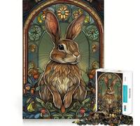 Puzzle difficile con coniglio per adulti, 1000 pezzi, migliora la memoria, rilassa la mente, bordi netti, elegante regalo (38x52cm)