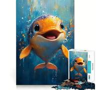 Puzzle difficile con delfino sorridente per adulti, 1000 pezzi, gioco di logica, legame familiare, taglio di precisione, calda sorpresa 38x52cm