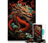 Puzzle difficile con drago in legno rosso per adulti, 1000 pezzi, gioco di logica e abilità, per tutta la famiglia, con intagli precisi, oggetto da collezione (38x26cm)
