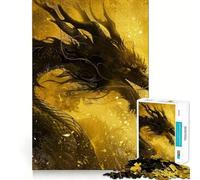Puzzle difficile con drago nero misterioso per adulti, 1000 pezzi, gioco di logica stimolante, ideale per momenti di condivisione, bordi trasparenti, regalo perfetto (50x75cm)