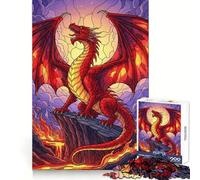 Puzzle difficile con drago rosso sulla scogliera per adulti, 1000 pezzi, puro gioco di logica, attività per la casa, taglio netto, bel regalo (50x75cm)