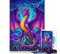 Puzzle difficile con drago viola sulla cima di una montagna, 1000 pezzi, gioco di logica semplice e divertente, taglio di precisione, regalo di Natale (50x75cm)