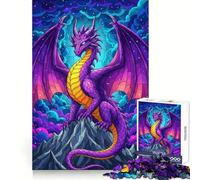 Puzzle difficile con drago viola sulla cima di una montagna, 1000 pezzi, gioco di logica semplice e divertente, taglio di precisione, regalo di Natale (50x75cm)