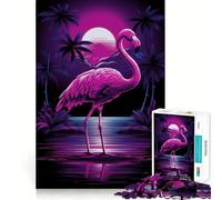 Puzzle difficile con fenicottero al neon per adulti, 1000 pezzi, stimolante per la mente, divertente e creativo (50x75cm)