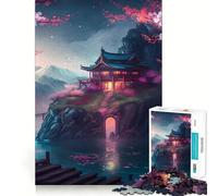 Puzzle difficile con fiori di ciliegio rossi e rosa per adulti, 1000 pezzi, gioco di logica, attività domestica, taglio netto, regalo delizioso (50x75cm)
