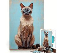 Puzzle difficile con gatto siamese per adulti, 1000 pezzi, gioco di logica, legame familiare, taglio di precisione, sorpresa calorosa 50x75cm