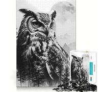 Puzzle difficile con gufo a doppia esposizione, tema natura, per adulti, 1000 pezzi, memory foam, facile da assemblare, per il tempo libero, regalo artistico (50x75cm)