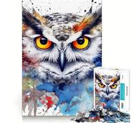Puzzle difficile con gufo ad acquerello per adulti, 1000 pezzi, gioco di logica semplice e divertente, taglio di precisione, regalo di Natale (38x26cm)