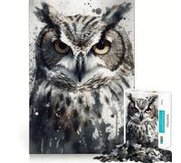 Puzzle difficile con gufo ad acquerello per adulti, 1000 pezzi, gioco di logica semplice e divertente, taglio di precisione, regalo di Natale (38x52cm)