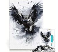 Puzzle difficile con gufo in bianco e nero per adulti, 1000 pezzi, gioco intelligente da fare a casa, divertente da assemblare, regalo festivo (38x26cm)
