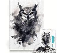Puzzle difficile con gufo in bianco e nero per adulti, 1000 pezzi, gioco intelligente da fare a casa, divertente da assemblare, regalo festivo (38x52cm)