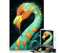 Puzzle difficile con illustrazione di fenicottero decorato, 1000 pezzi, memory foam, facile da assemblare, per il tempo libero, regalo artistico (50x75cm)