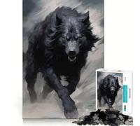 Puzzle difficile con lupo nero in corsa per adulti, 1000 pezzi, gioco di logica fine, divertente e rilassante, bordi precisi, regalo pensato (50x75cm)
