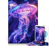 Puzzle difficile con meduse al neon per adulti, 1000 pezzi, gioco di logica, divertimento rilassante, opera d'arte ben definita (50x75cm)