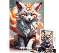 Puzzle difficile con motivo Sakura Kitsune bianco per adulti, 1000 pezzi, per concentrazione, attività rilassante, taglio liscio, regalo invernale (38x52cm)