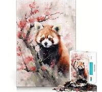 Puzzle difficile con panda rosso ad acquerello per adulti, 1000 pezzi, gioco di logica fine, divertente e rilassante, bordi puliti, regalo premuroso (50x75cm)