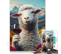 Puzzle difficile con pecora e vino, meme divertente, per adulti, 1000 pezzi, gioco di logica, legame familiare, taglio di precisione, calda sorpresa 50x75cm