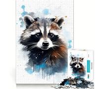 Puzzle difficile con procione ad acquerello per adulti, 1000 pezzi, gioco di logica, attività domestica, taglio netto, regalo adorabile (38x26cm)