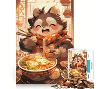 Puzzle difficile con Ramen e Procione per adulti, 1000 pezzi, puro gioco di logica, attività domestica, taglio netto, regalo adorabile (38x26cm)