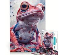 Puzzle difficile con rana rossa e blu per adulti, 1000 pezzi, puro gioco di logica, attività per la casa, taglio netto, regalo adorabile (38x26cm)