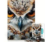 Puzzle difficile con ritratto di gufo per adulti, 1000 pezzi, gioco di logica semplice e divertente, taglio di precisione, regalo di Natale (38x52cm)