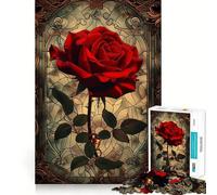 Puzzle difficile con rosa rossa per adulti, 1000 pezzi, gioco di logica fine, divertente e rilassante, bordi precisi, regalo pensato (38x52cm)