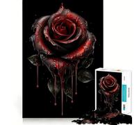 Puzzle difficile con rosa rossa per adulti, 1000 pezzi, gioco intellettuale, momento di relax, taglio di qualità, (38x26cm)