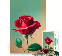 Puzzle difficile con rosa rossa per adulti, 1000 pezzi, gioco intellettuale, momento di relax, taglio di qualità, (38x52cm)