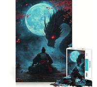 Puzzle difficile con Samurai e Drago per adulti, 1000 pezzi, gioco di logica e abilità, per tutta la famiglia, con intagli precisi, oggetto da collezione (38x26cm)
