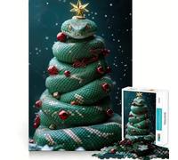 Puzzle difficile con serpente e albero di Natale per adulti, 1000 pezzi, gioco di logica, attività per la casa, taglio netto, regalo adorabile (38x26cm)