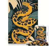 Puzzle difficile con serpente giallo tra le foglie, 1000 pezzi, per adulti Migliora la memoria, regala tempo ben speso, bordi precisi, regalo speciale (38x52cm)