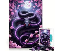 Puzzle difficile con serpente, luce e fiori, 1000 pezzi, puro gioco di logica, attività domestica, taglio netto, regalo adorabile (50x75cm)