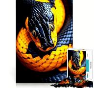 Puzzle difficile con serpente nero e giallo, 1000 pezzi, giocattolo intelligente, divertimento casual, taglio preciso, regalo artistico 38x26cm