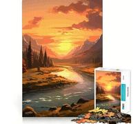 Puzzle difficile con tramonto in montagna per adulti, 1000 pezzi, gioco di logica stimolante, ideale per momenti di condivisione, bordi trasparenti, regalo perfetto (38x52cm)