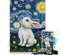 Puzzle difficile "Coniglio nella Notte Stellata" per adulti, 1000 pezzi, gioco intelligente, divertimento casual, taglio preciso, regalo artistico 38x52cm