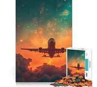 Puzzle difficile da 1000 pezzi con aereo e tramonto per adulti, giocattolo stimolante per la mente, ideale per momenti di relax, con taglio di qualità (50x75cm)