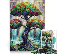 Puzzle difficile da 1000 pezzi con albero e palazzo in vetro colorato per adulti 38x26cm - Richiamo, Miglioramento, Rilassamento, Taglio nitido