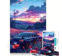 Puzzle difficile da 1000 pezzi con auto sportiva e cielo stellato per adulti, giocattolo intelligente, divertimento casual, taglio preciso, regalo artistico 38x26cm