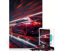 Puzzle difficile da 1000 pezzi con auto sportiva rossa, ideale per adulti, gioco di logica e abilità, perfetto per tutta la famiglia, con tagli precisi e oggetti da collezione (38x52cm)