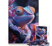Puzzle difficile da 1000 pezzi con camaleonte in primo piano,ideale per adulti,stimola la memoria,crea un'atmosfera rilassante e piacevole,con bordi nitidi,perfetto come regalo di Natale (50x75cm)