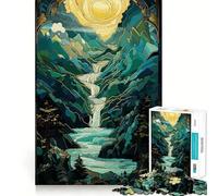 Puzzle difficile da 1000 pezzi con cascata in vetro colorato per adulti, giocattolo intelligente, divertimento casual, taglio preciso, regalo artistico 38x52cm