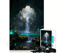 Puzzle difficile da 1000 pezzi con cascata nella grotta mistica per adulti, gioco di logica stimolante, ideale per momenti di condivisione, bordi trasparenti, regalo perfetto (38x52cm)