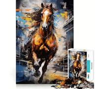 Puzzle difficile da 1000 pezzi con cavallo in corsa per adulti, giocattolo stimolante per la mente, ideale per momenti di relax, con taglio di qualità (50x75cm)