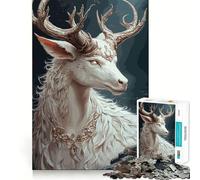 Puzzle difficile da 1000 pezzi con cervo bianco mitico per adulti, un gioco di logica e divertimento rilassante, un'opera d'arte ben definita (38x52cm)