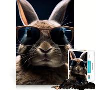 Puzzle difficile da 1000 pezzi con coniglio e occhiali da sole, per adulti, ideale per stimolare la mente, un passatempo rilassante, con tagli precisi e un regalo memorabile (38x52cm)